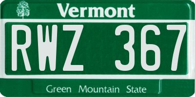 VT license plate RWZ367