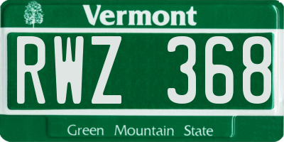 VT license plate RWZ368