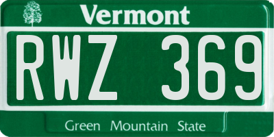 VT license plate RWZ369