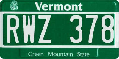VT license plate RWZ378