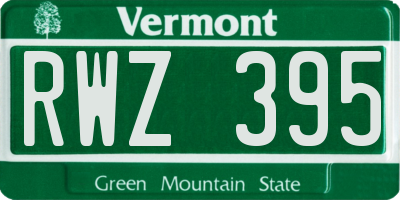 VT license plate RWZ395