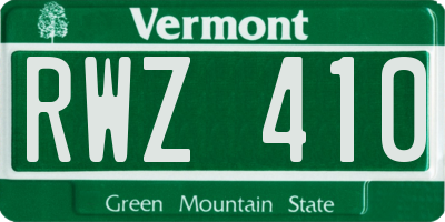 VT license plate RWZ410