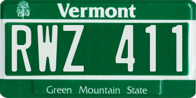 VT license plate RWZ411