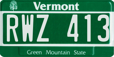 VT license plate RWZ413