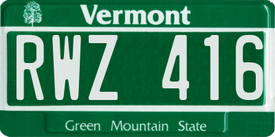 VT license plate RWZ416