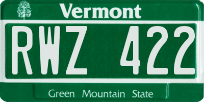 VT license plate RWZ422