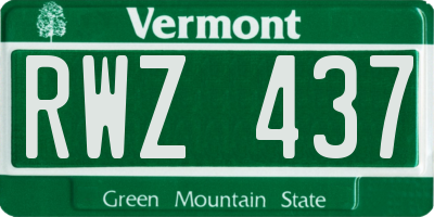 VT license plate RWZ437