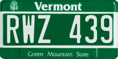 VT license plate RWZ439