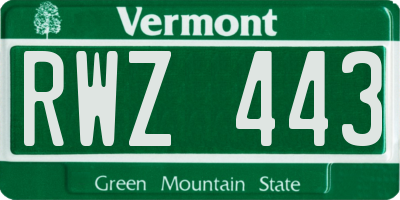 VT license plate RWZ443