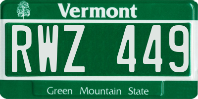 VT license plate RWZ449