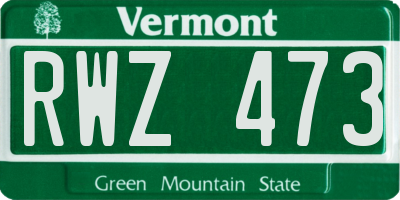VT license plate RWZ473