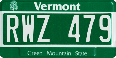VT license plate RWZ479