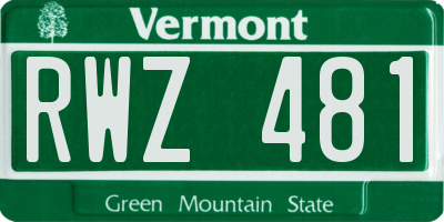 VT license plate RWZ481