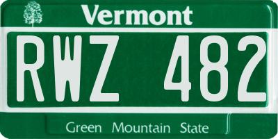 VT license plate RWZ482