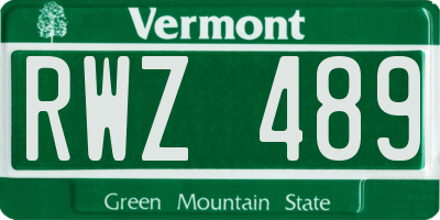 VT license plate RWZ489