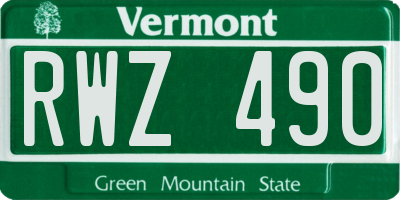VT license plate RWZ490