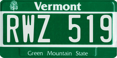 VT license plate RWZ519