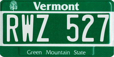VT license plate RWZ527