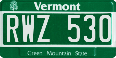 VT license plate RWZ530