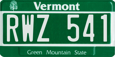 VT license plate RWZ541