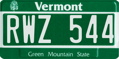VT license plate RWZ544