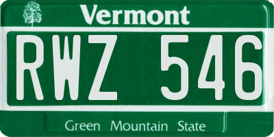 VT license plate RWZ546
