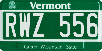 VT license plate RWZ556