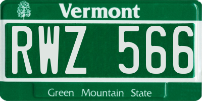 VT license plate RWZ566