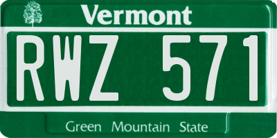 VT license plate RWZ571