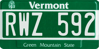 VT license plate RWZ592