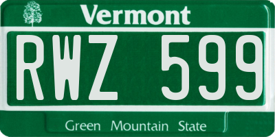 VT license plate RWZ599