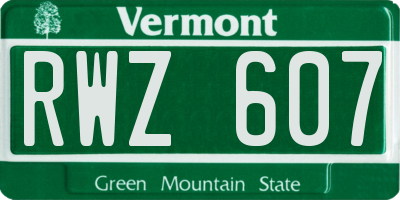 VT license plate RWZ607