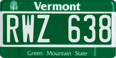 VT license plate RWZ638