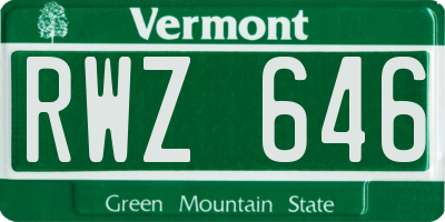 VT license plate RWZ646