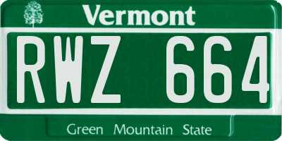 VT license plate RWZ664