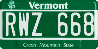 VT license plate RWZ668