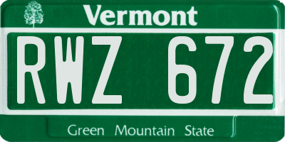 VT license plate RWZ672