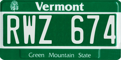 VT license plate RWZ674