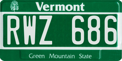 VT license plate RWZ686