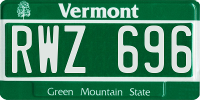 VT license plate RWZ696