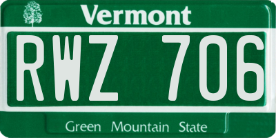 VT license plate RWZ706