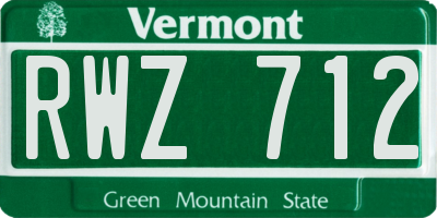 VT license plate RWZ712