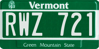 VT license plate RWZ721