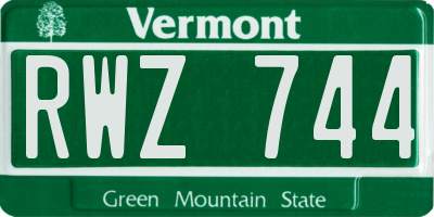 VT license plate RWZ744