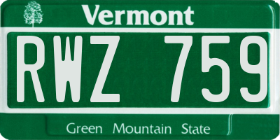 VT license plate RWZ759