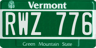 VT license plate RWZ776