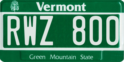 VT license plate RWZ800