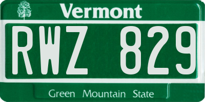 VT license plate RWZ829