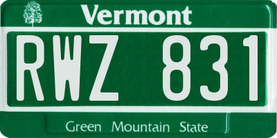 VT license plate RWZ831