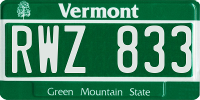 VT license plate RWZ833